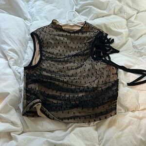 SHEIN Black Sheer Sleeveless Blouse